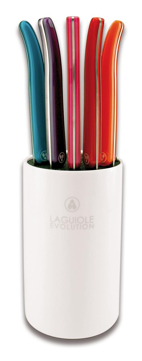 Bloc 6 couteaux steak Laguiole Evolution Multicolore